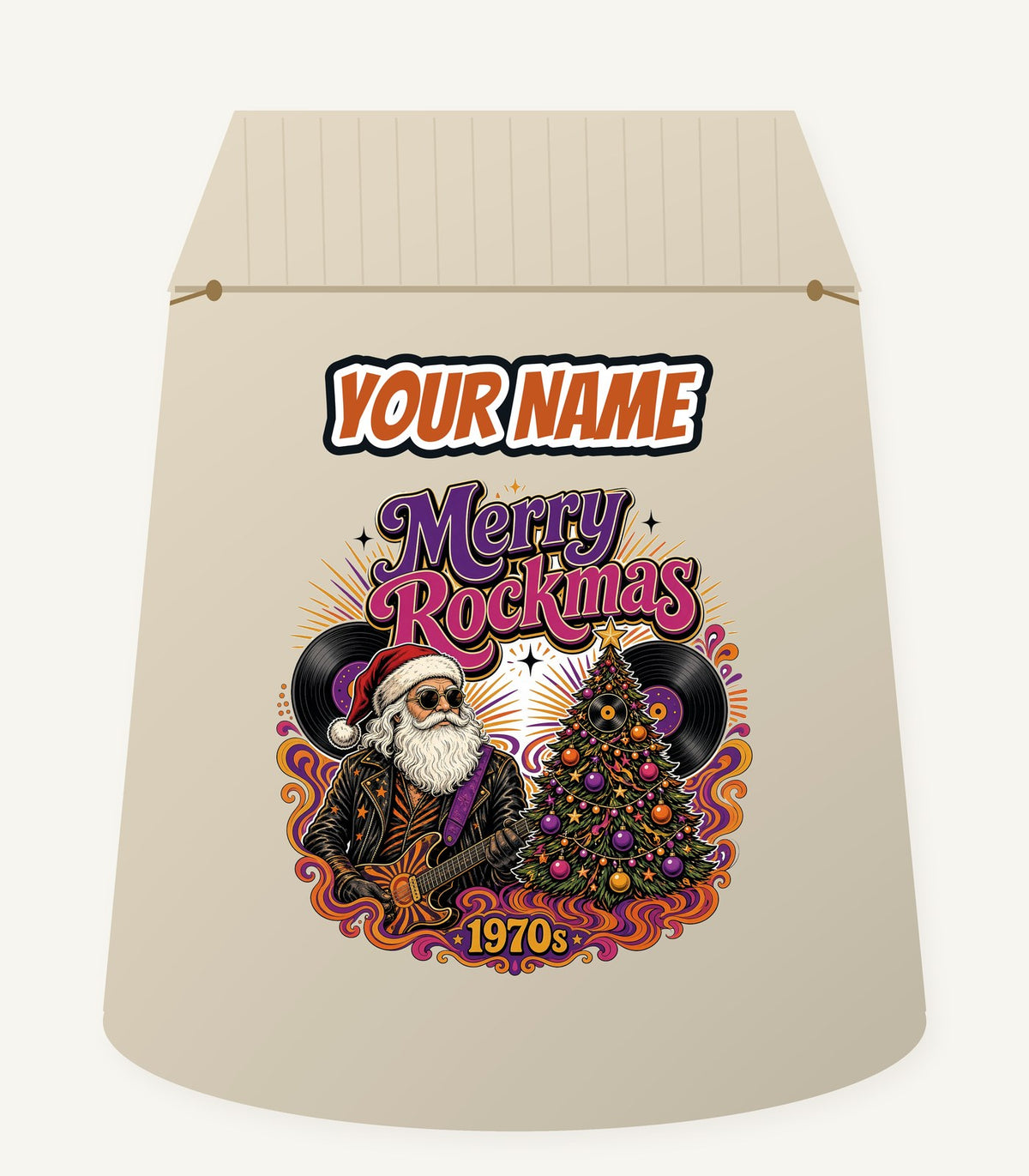 Merry Rockmas Guitar Santa Personalised Santa Sack