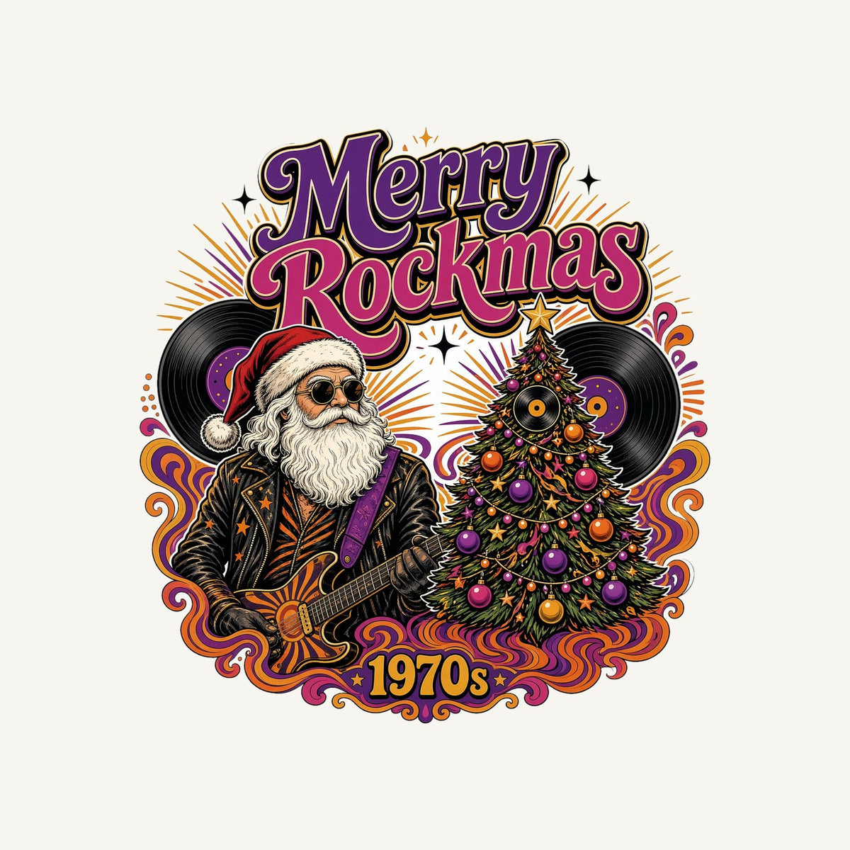 Merry Rockmas Guitar Santa Personalised Santa Sack