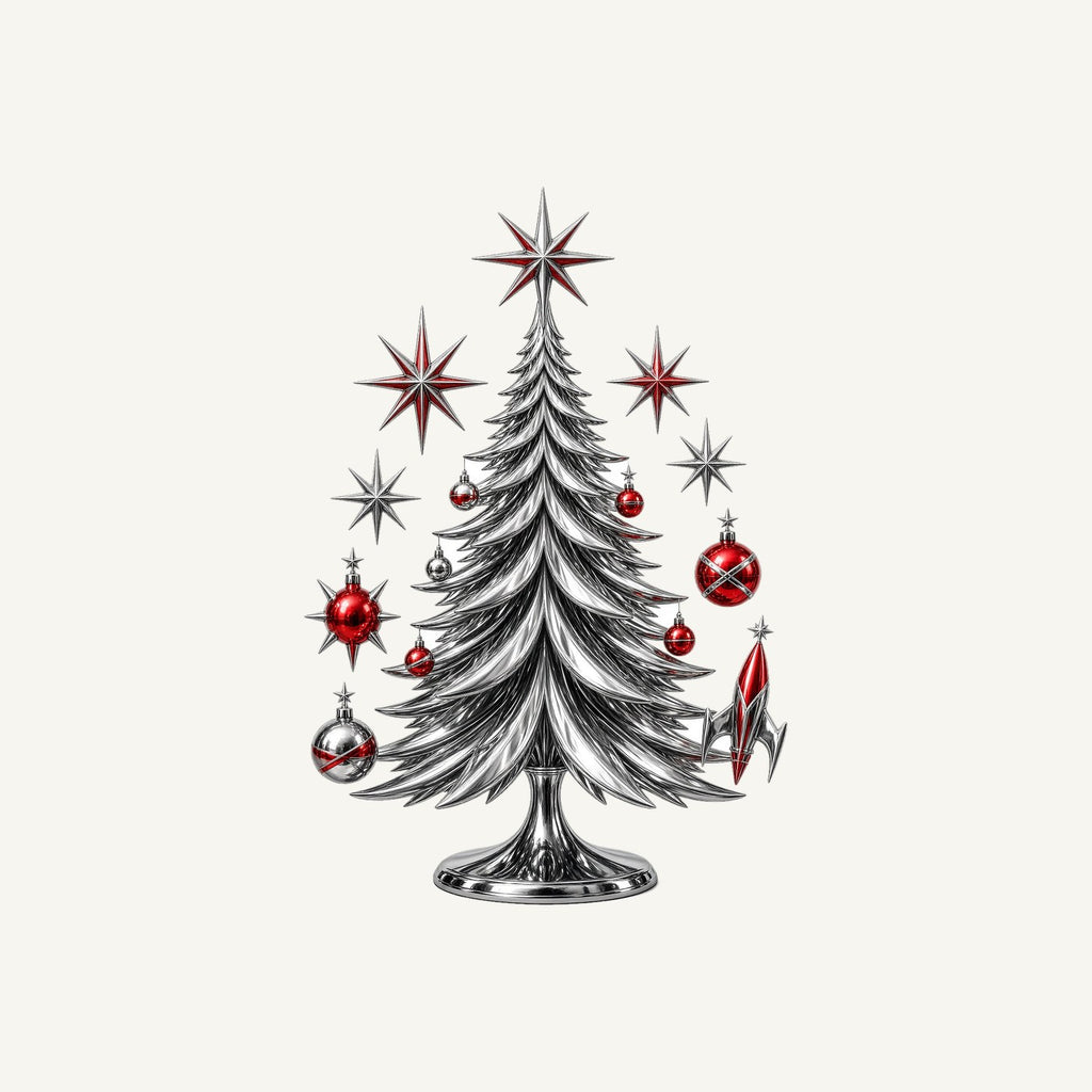 Midcentury Chrome Christmas Tree Personalised Kids Tee and Baby Bodysuit