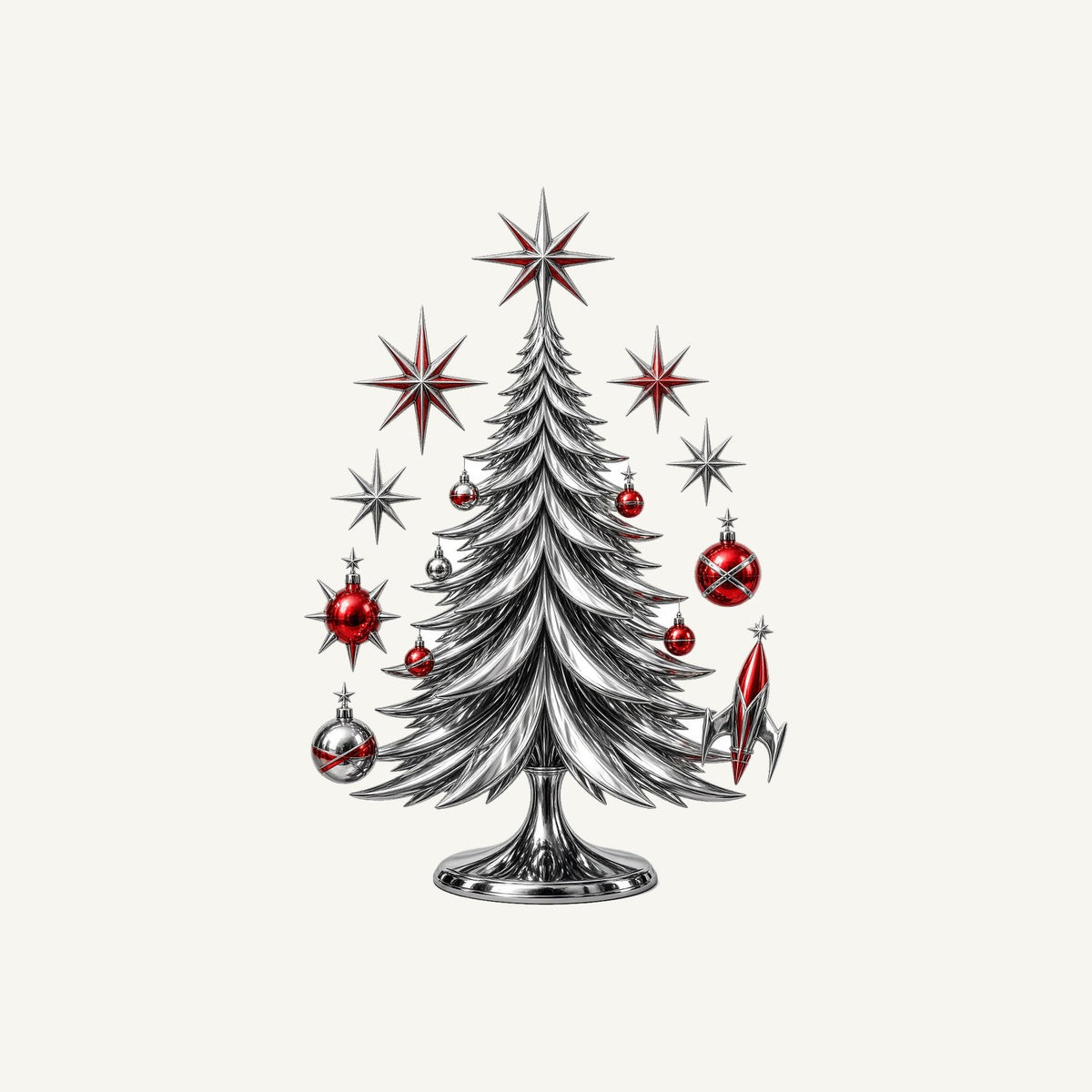 Midcentury Chrome Christmas Tree Personalised Kids Tee and Baby Bodysuit