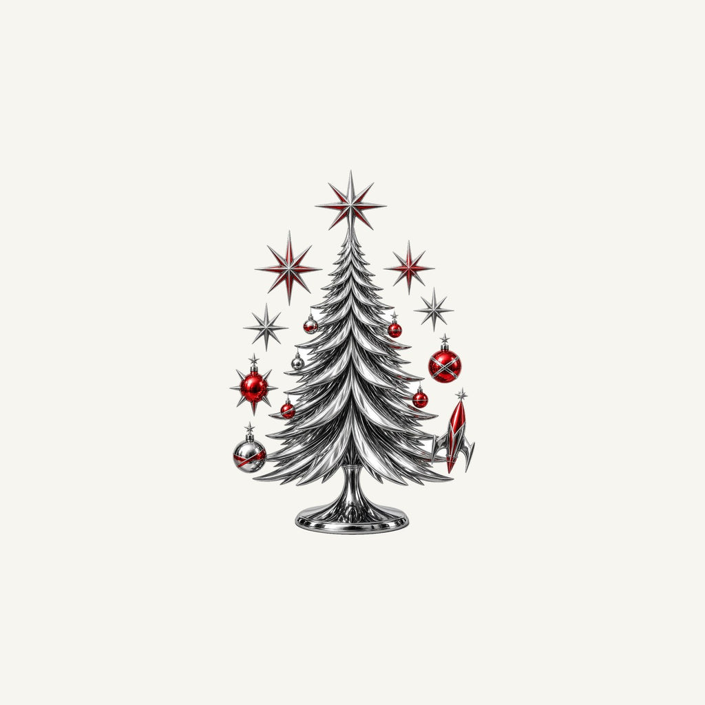 Midcentury Chrome Christmas Tree Personalised Christmas Mug