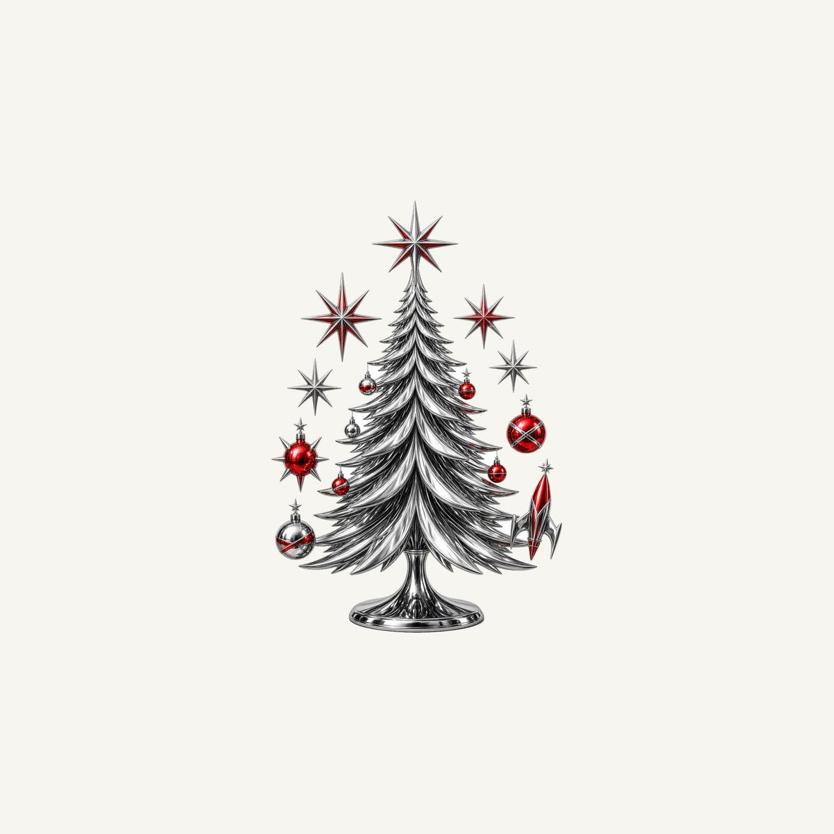 Midcentury Chrome Christmas Tree Personalised Christmas Mug