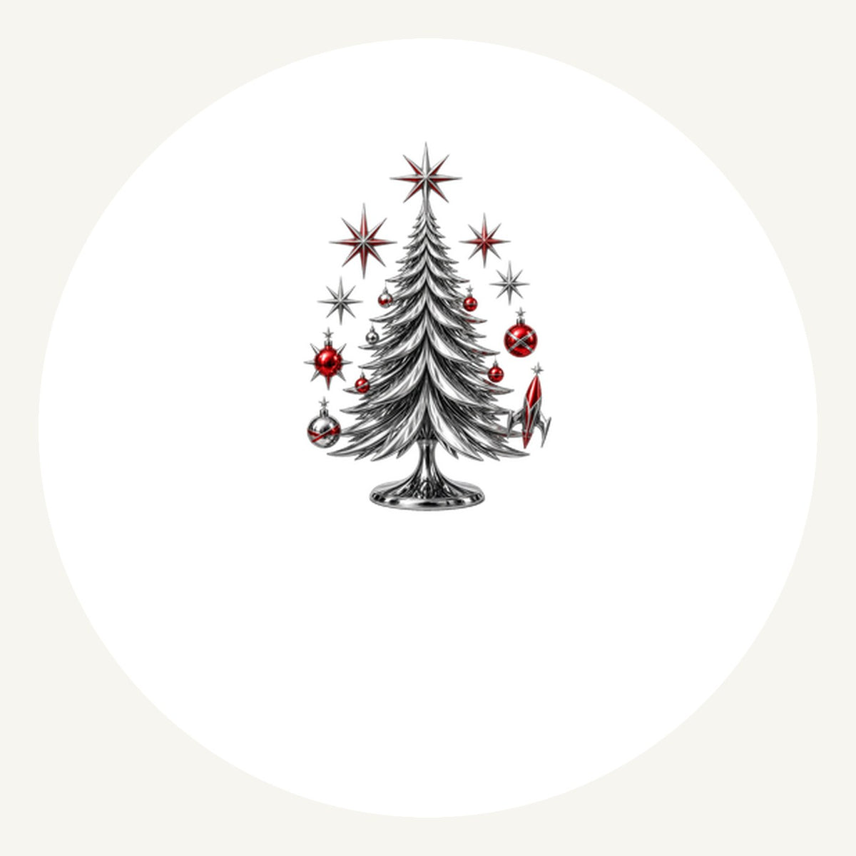 Midcentury Chrome Christmas Tree Personalised Pewter Christmas Ornament