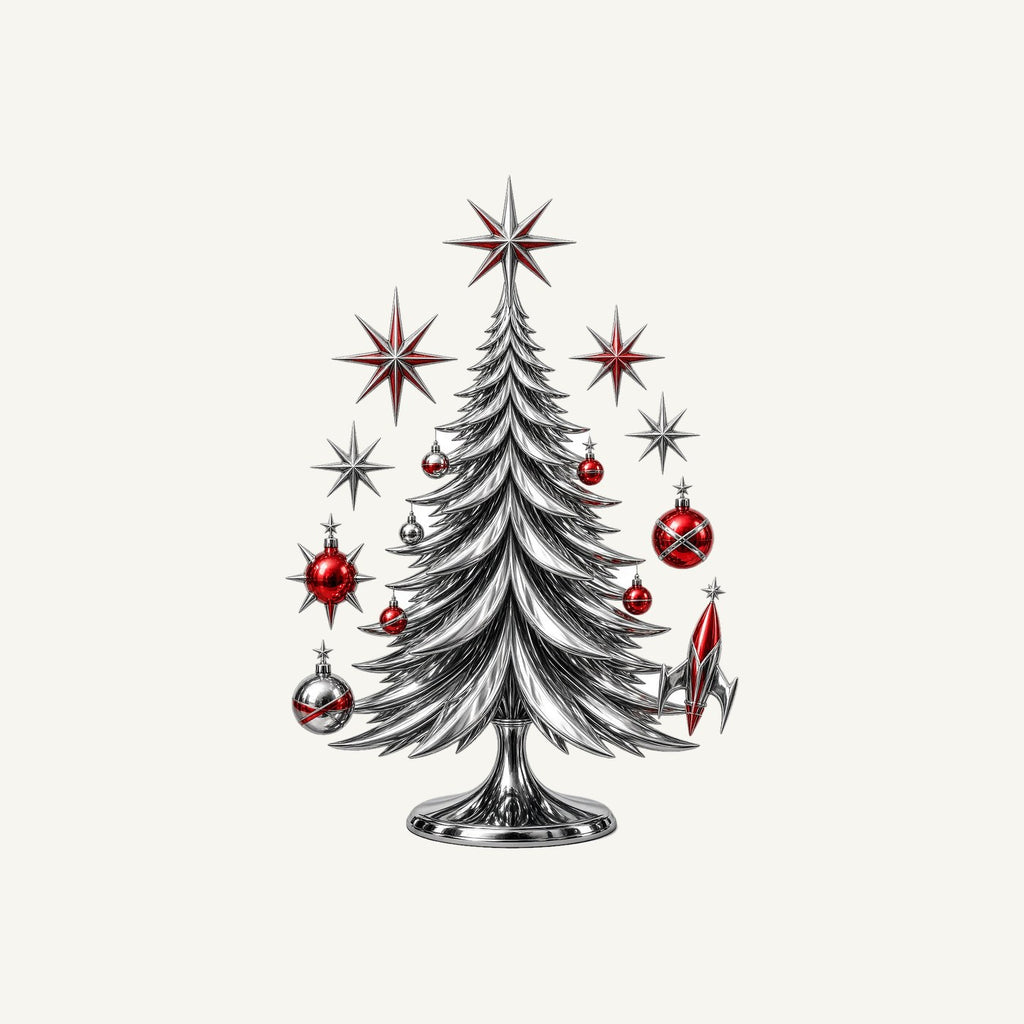 Midcentury Chrome Christmas Tree Personalised Christmas T-Shirt and Hoodie