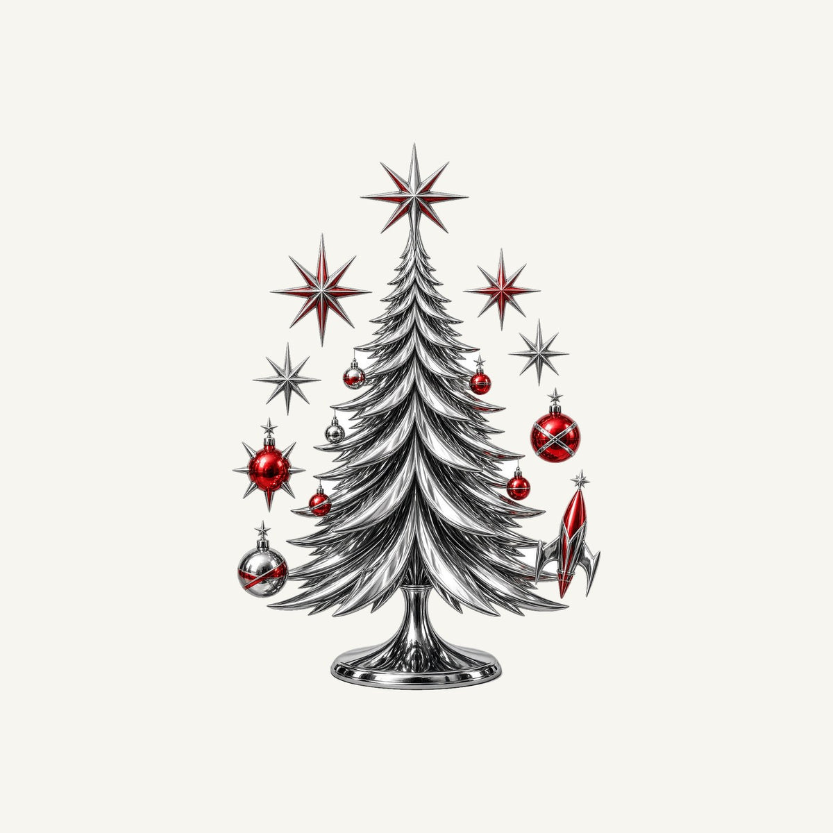 Midcentury Chrome Christmas Tree Personalised Christmas T-Shirt and Hoodie