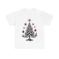 Midcentury Chrome Christmas Tree design on a white tee