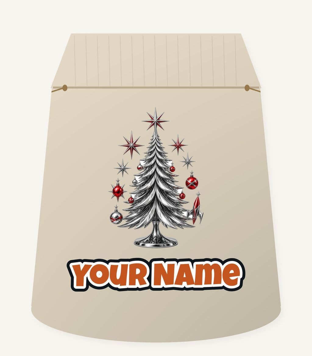 Midcentury Chrome Christmas Tree Personalised Santa Sack