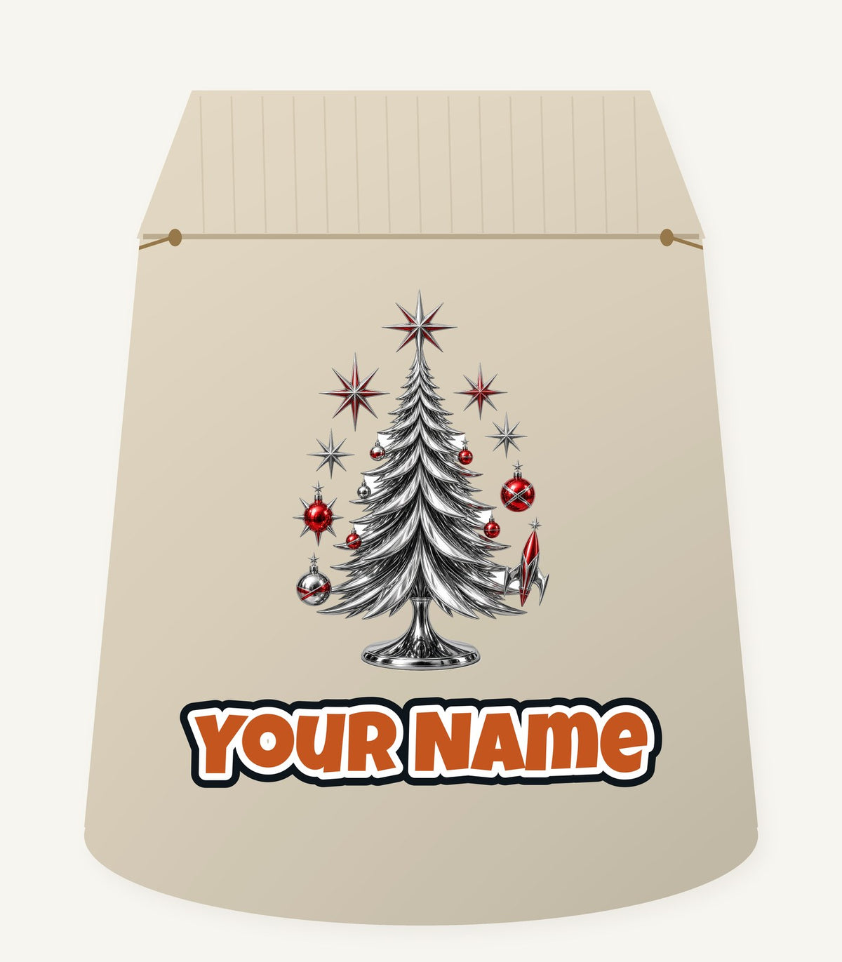 Midcentury Chrome Christmas Tree Personalised Santa Sack