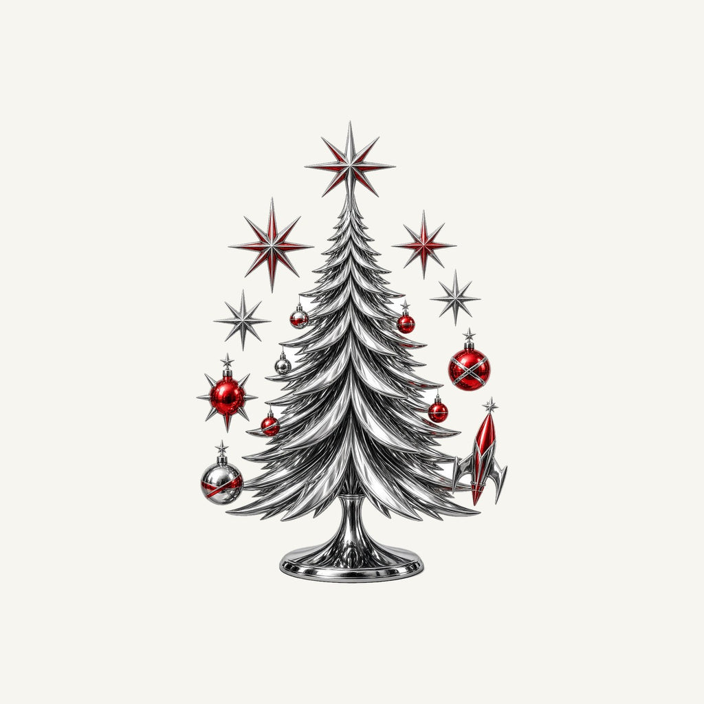 Midcentury Chrome Christmas Tree Personalised Santa Sack