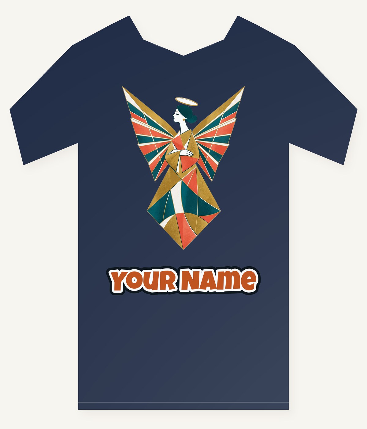 Midcentury Geometric Christmas Angel Personalised Kids Tee and Baby Bodysuit