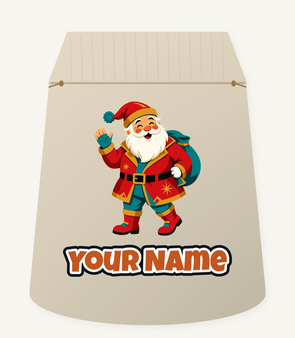 Midcentury Waving Santa Personalised Santa Sack