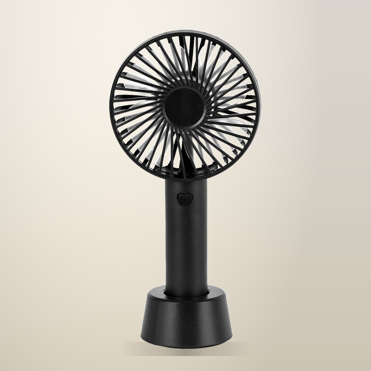 Mini USB Rechargeable Fan with Detachable Table Stand, on a plain cream background
