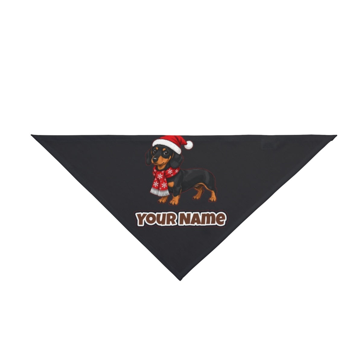 Miniature Dachshund personalised Christmas pet bandana in black, tie-on style