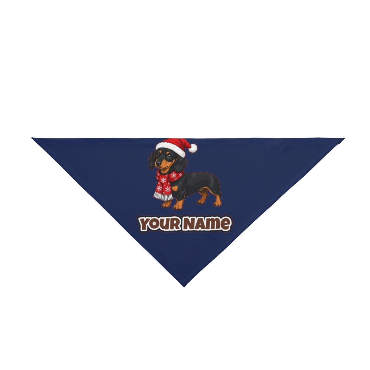 Miniature Dachshund personalised Christmas pet bandana in navy, tie-on style