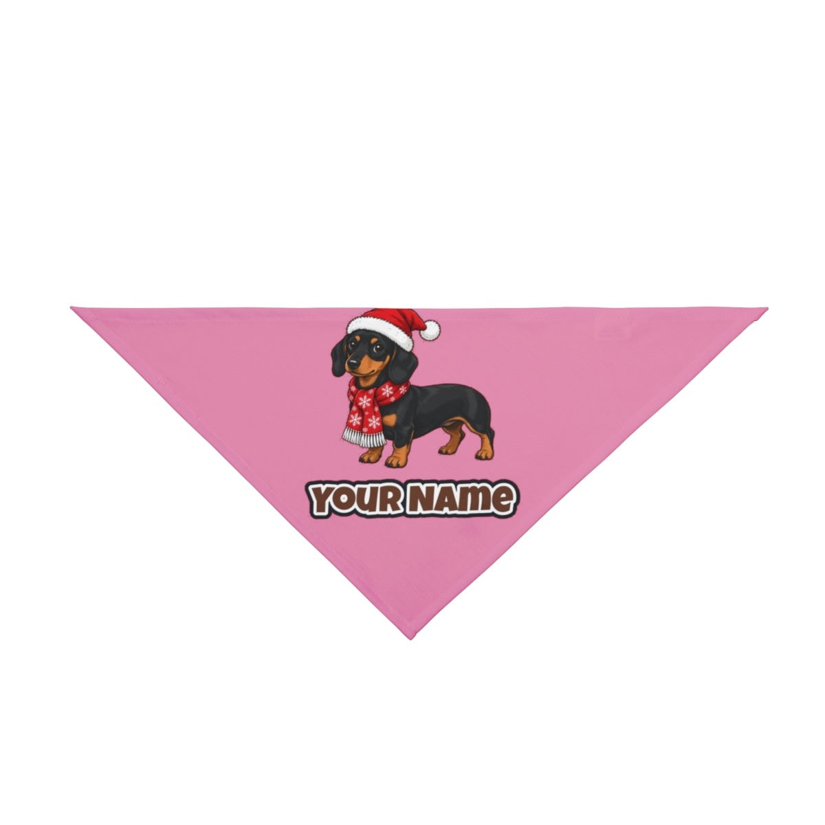 Miniature Dachshund personalised Christmas pet bandana in pink, tie-on style