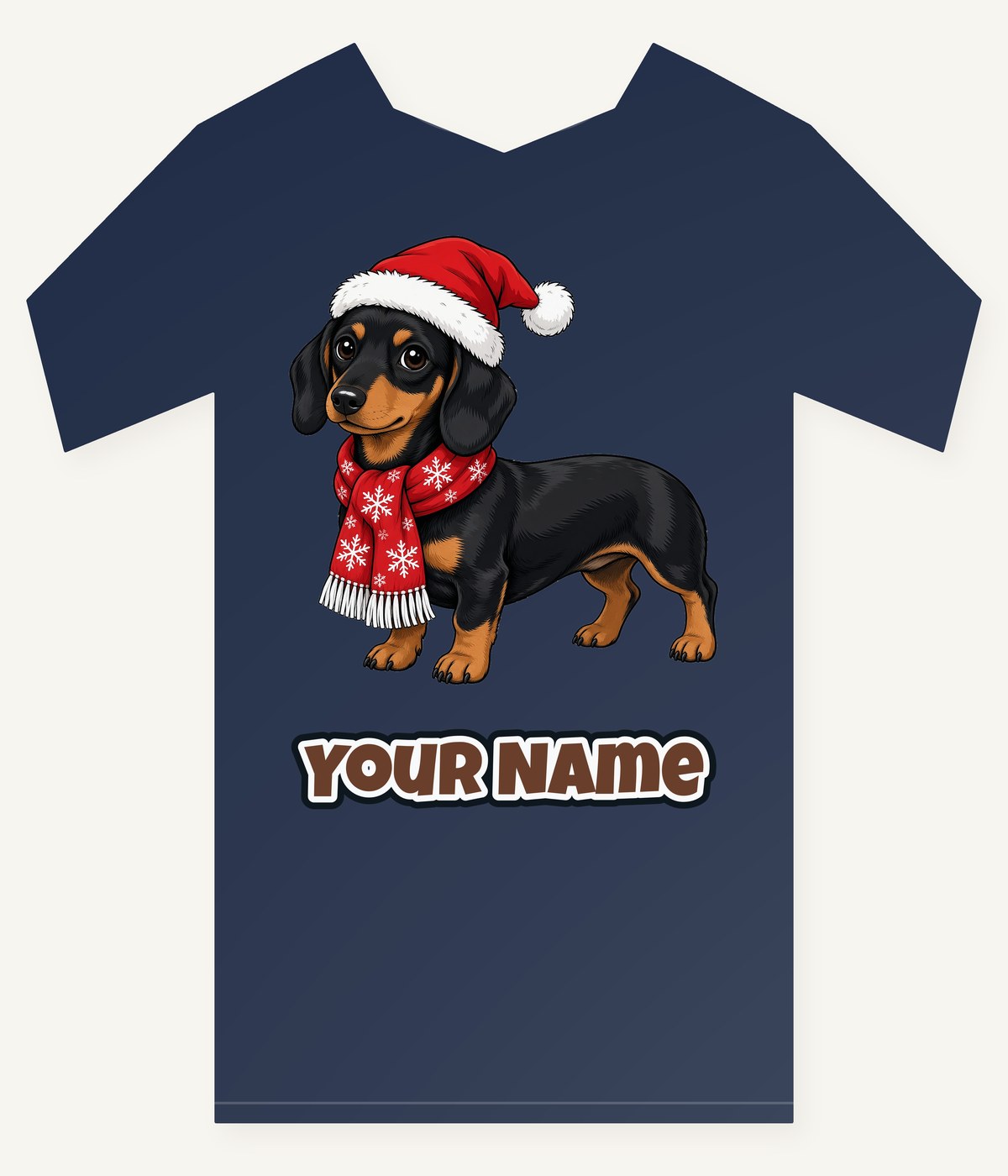 Miniature Dachshund Christmas Personalised Kids Tee and Baby Bodysuit