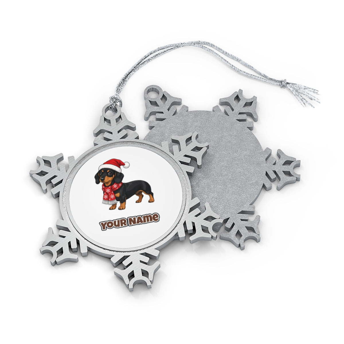 Miniature Dachshund Personalised Pewter Christmas Ornament