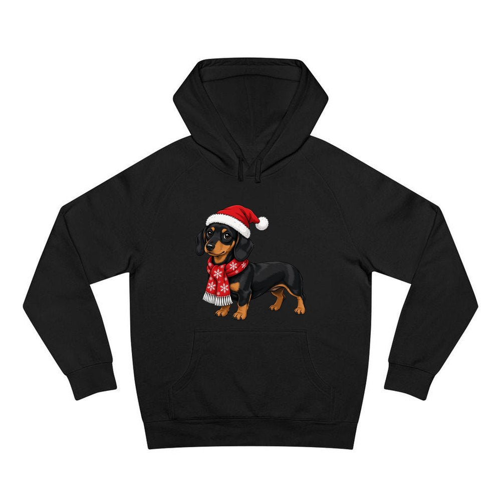 Miniature Dachshund personalised Christmas hoodie in black
