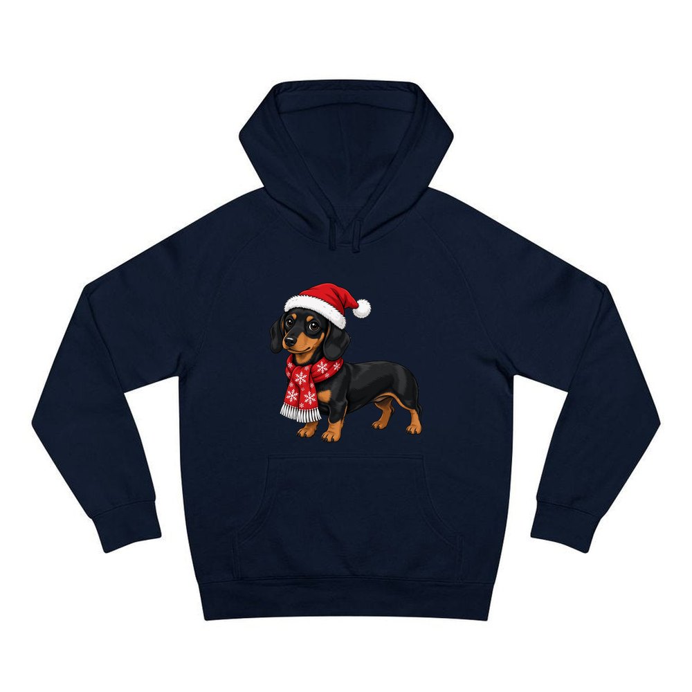 Miniature Dachshund personalised Christmas hoodie in navy
