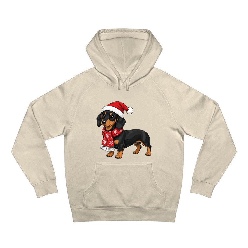 Miniature Dachshund personalised Christmas hoodie in sand