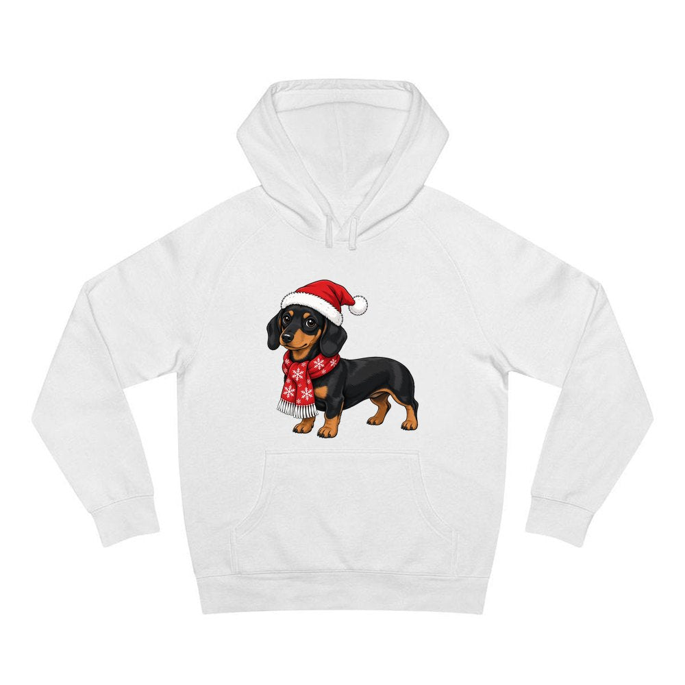 Miniature Dachshund personalised Christmas hoodie in white