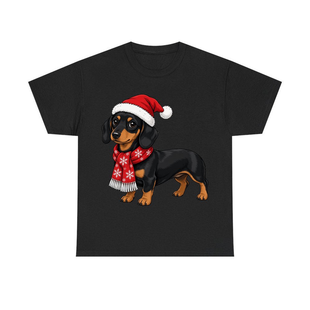Miniature Dachshund personalised Christmas T-shirt in black