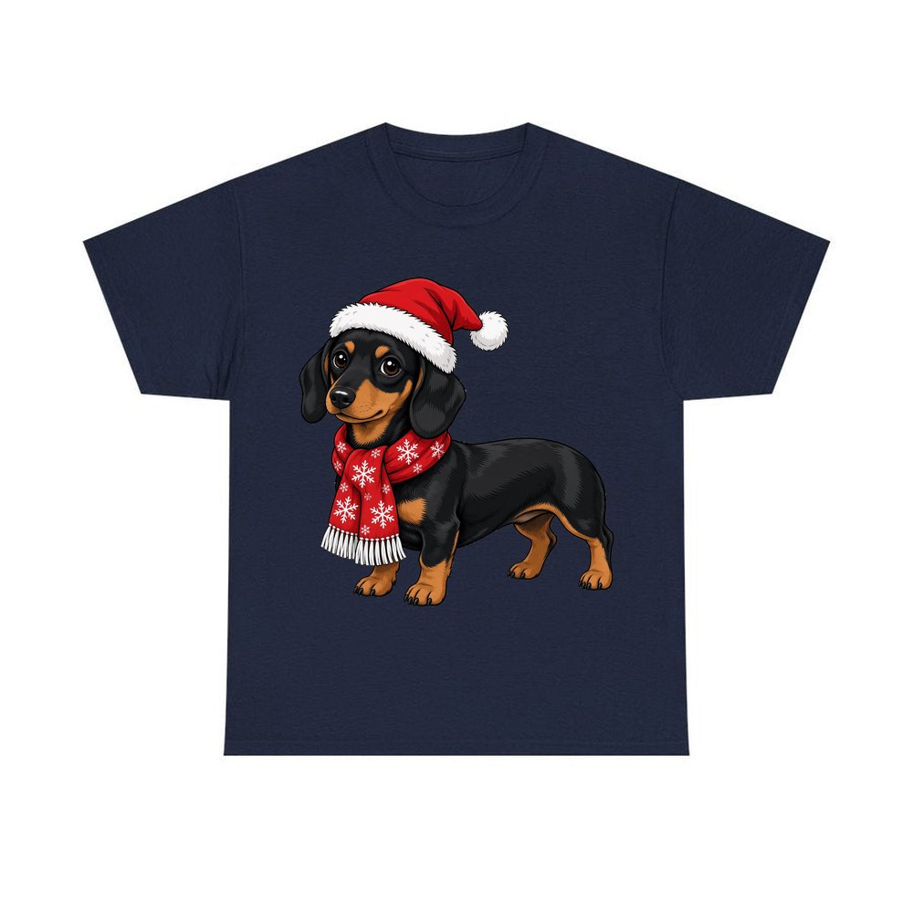Miniature Dachshund personalised Christmas T-shirt in navy