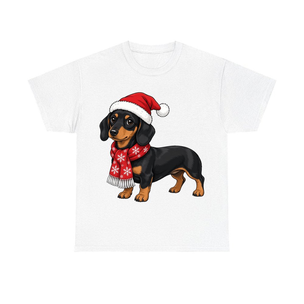Miniature Dachshund personalised Christmas T-shirt in white