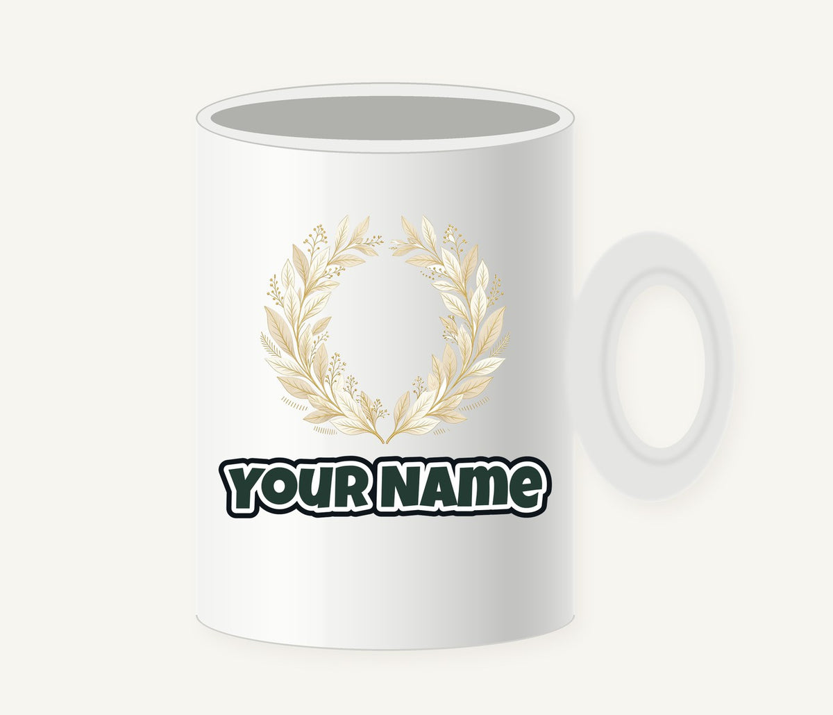Minimal Gold Leaf Wreath Personalised Christmas Mug