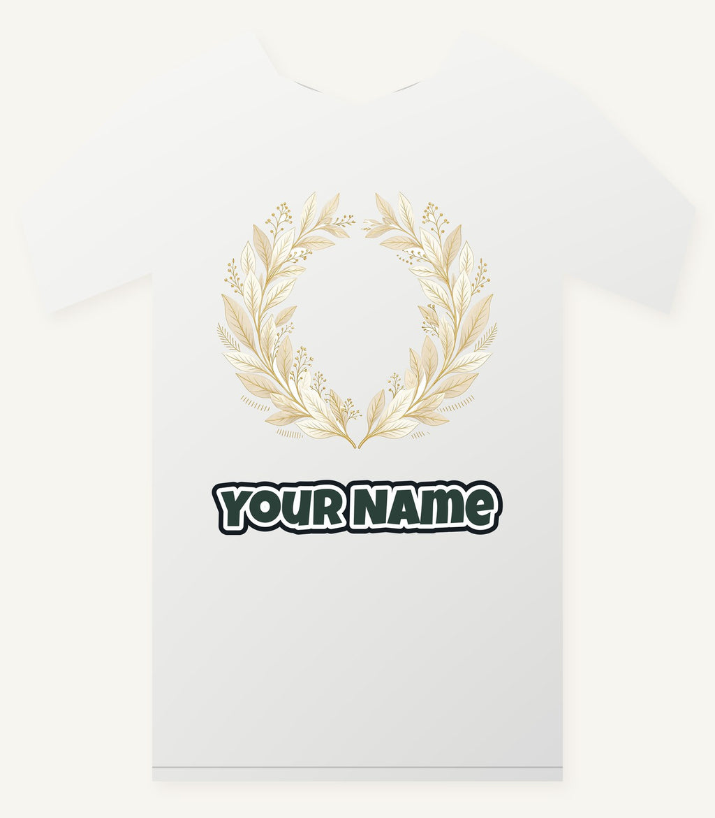 Minimal Gold Leaf Wreath Personalised Christmas T-Shirt and Hoodie