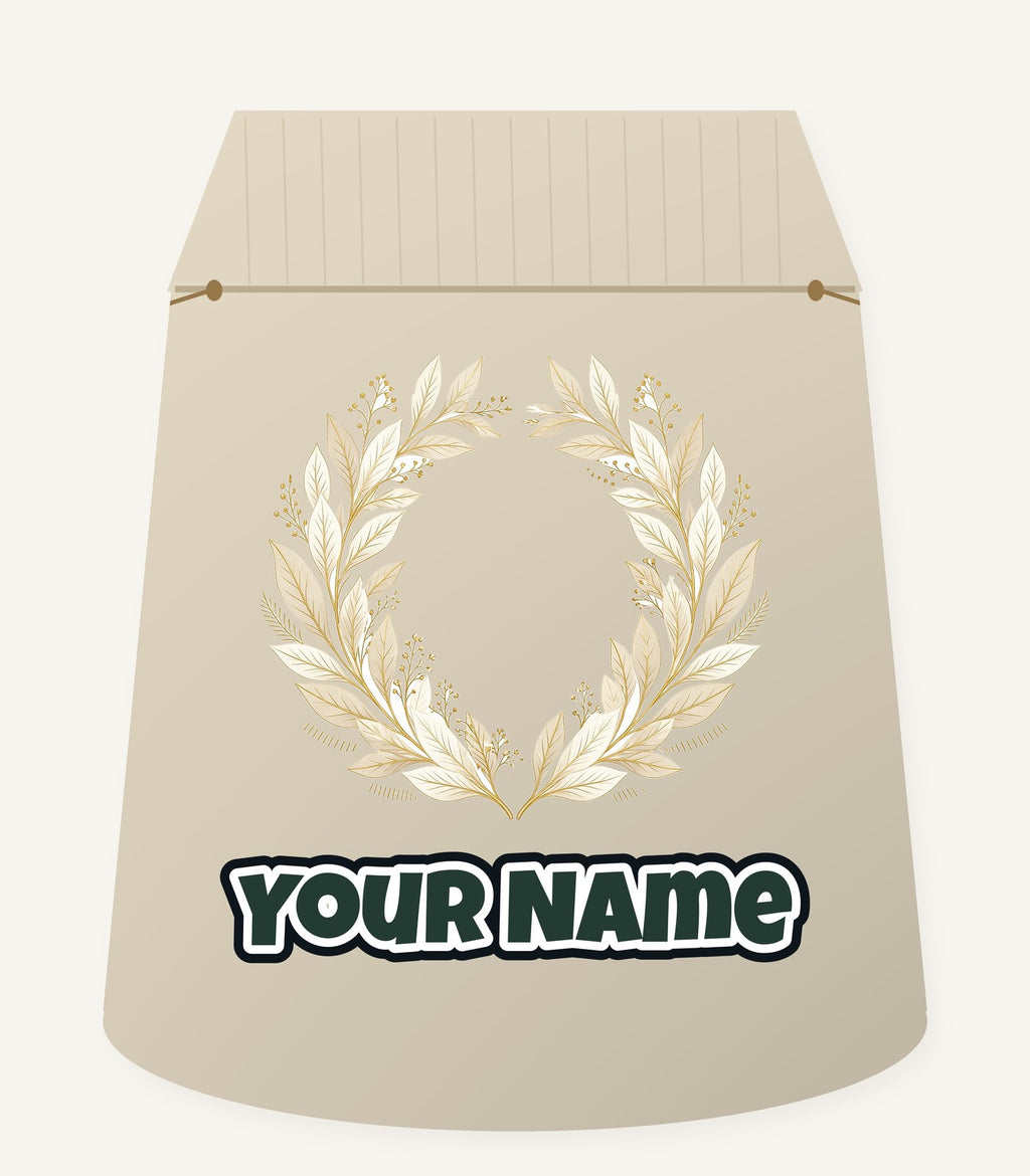 Minimal Gold Leaf Wreath Personalised Santa Sack