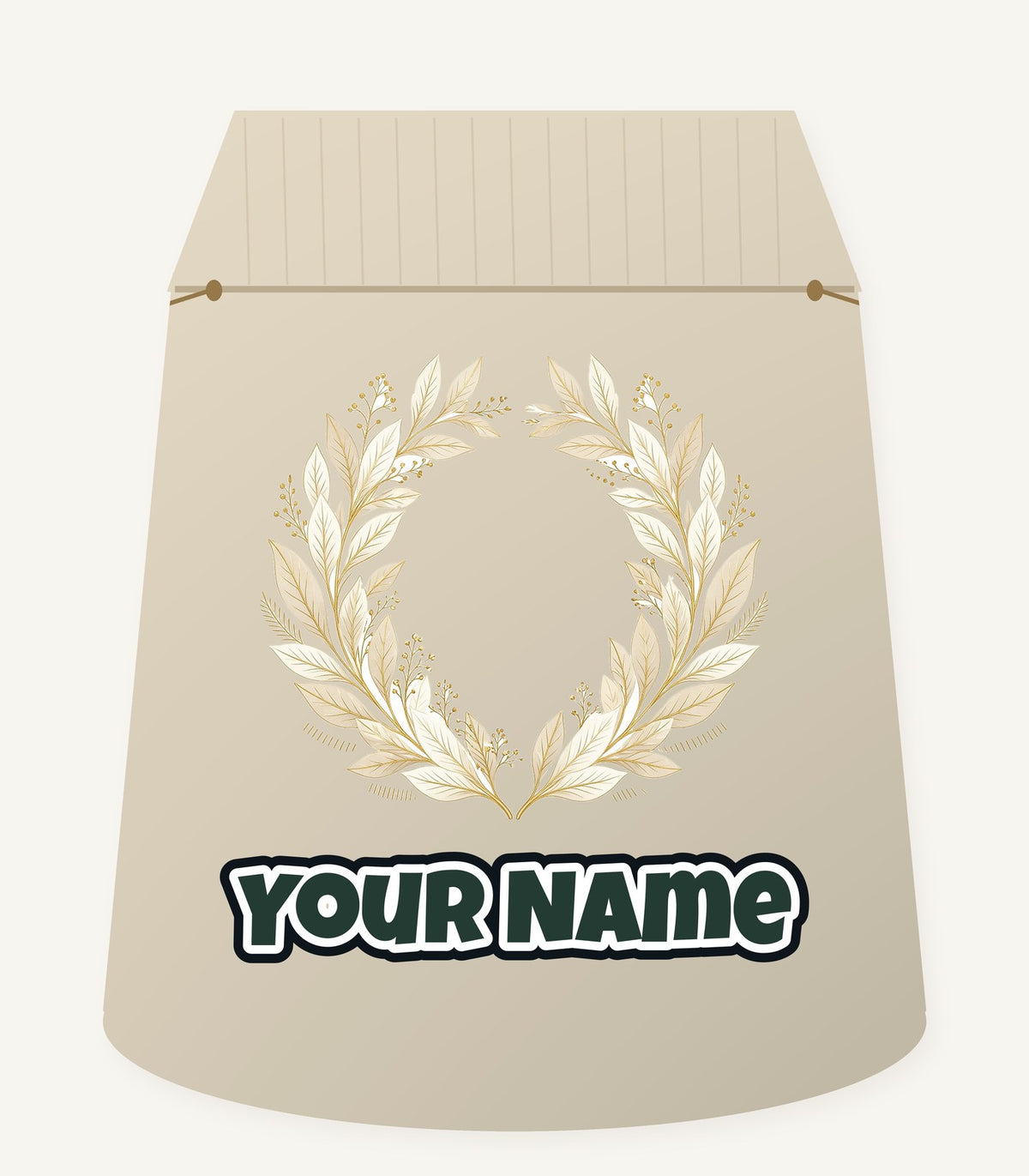 Minimal Gold Leaf Wreath Personalised Santa Sack