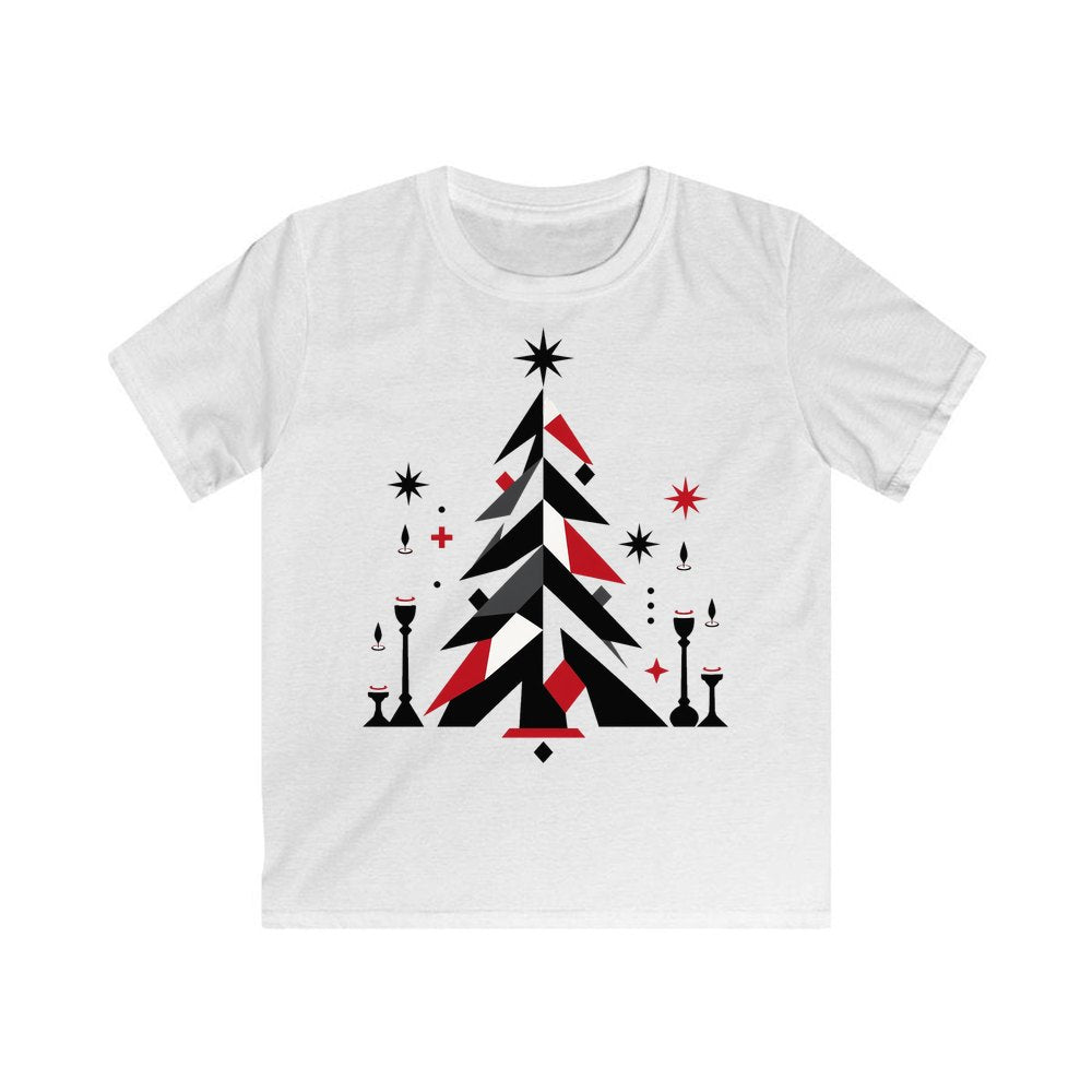 Minimalist Scandi Christmas Tree personalised kids Christmas tee in white