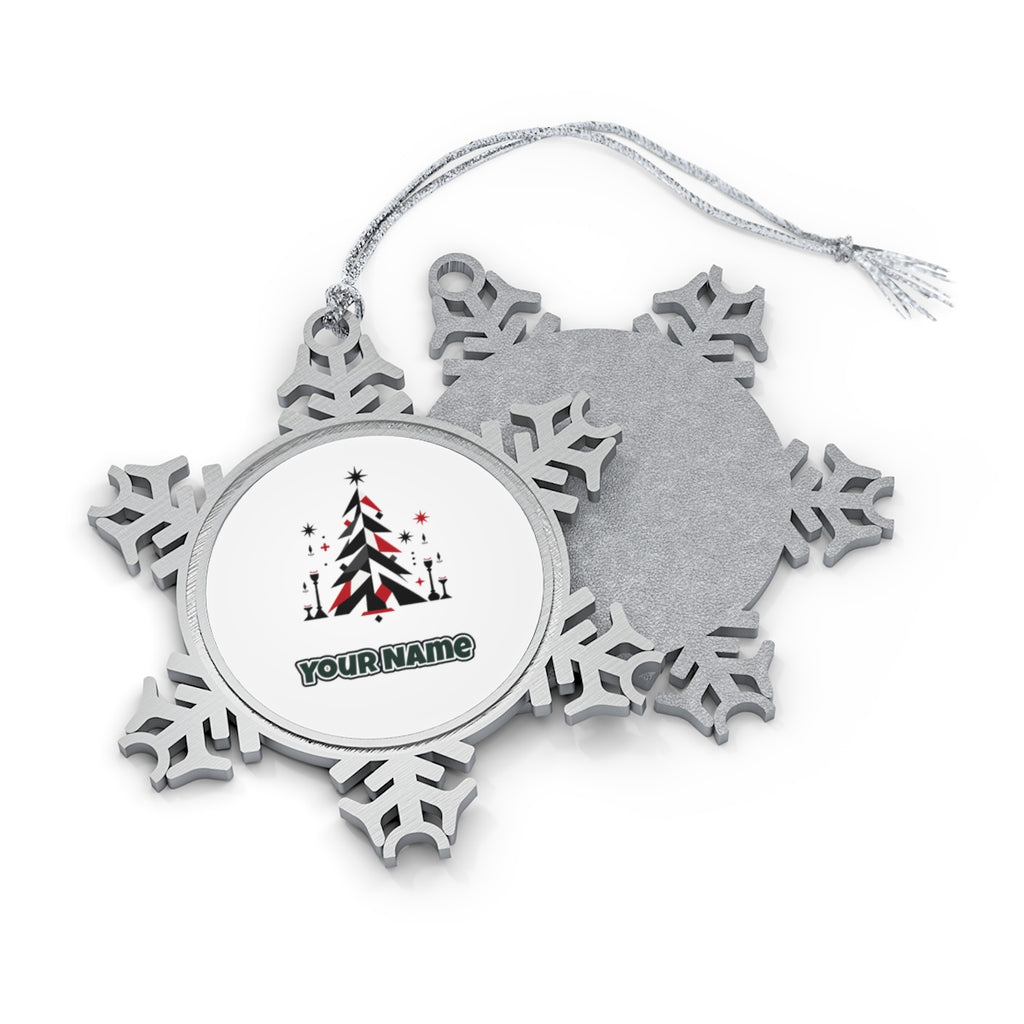 Minimalist Scandi Christmas Tree Personalised Pewter Christmas Ornament