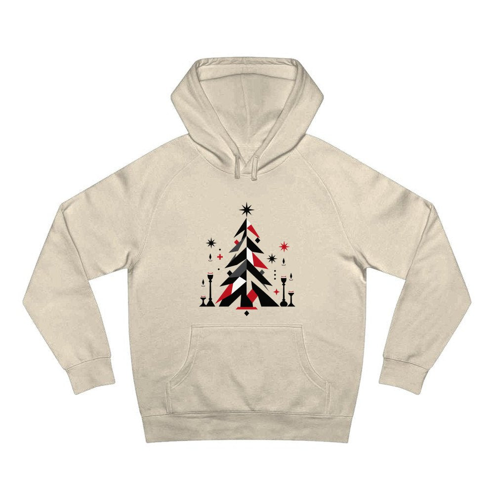 Minimalist Scandi Christmas Tree personalised Christmas hoodie in sand