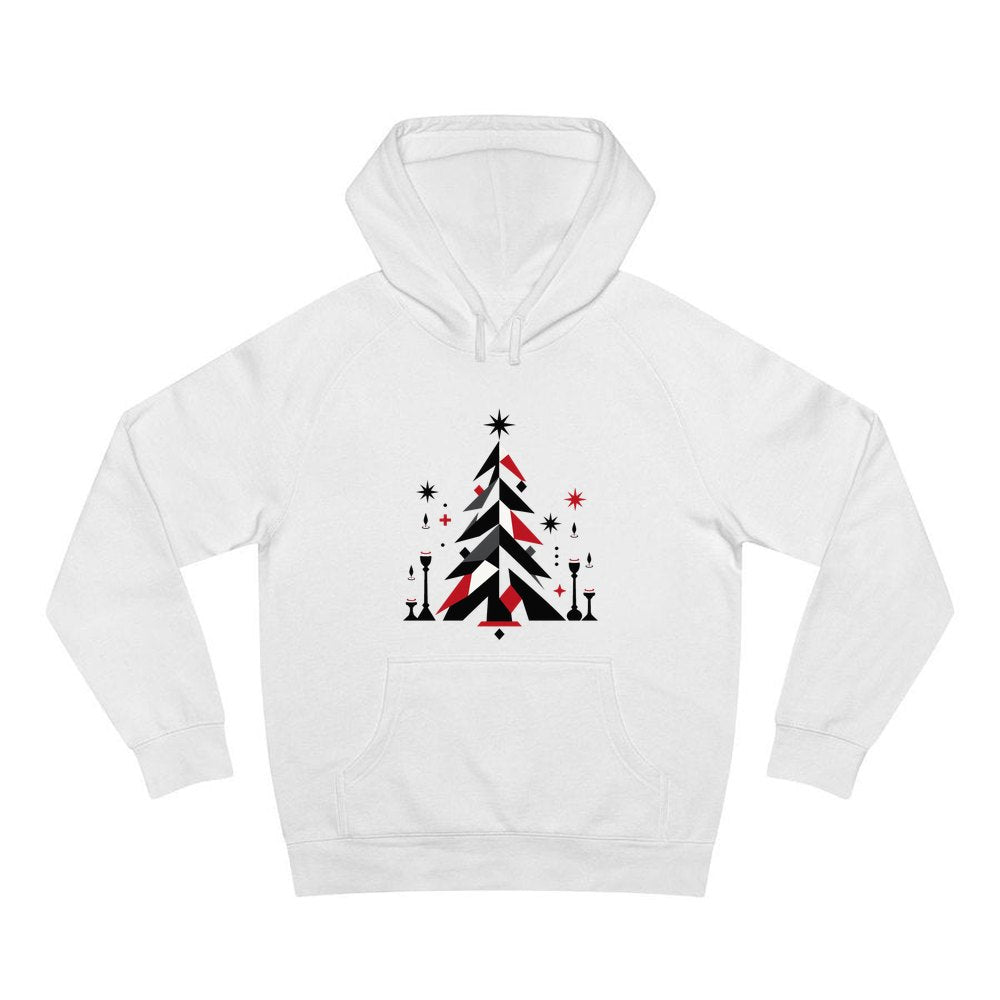 Minimalist Scandi Christmas Tree personalised Christmas hoodie in white