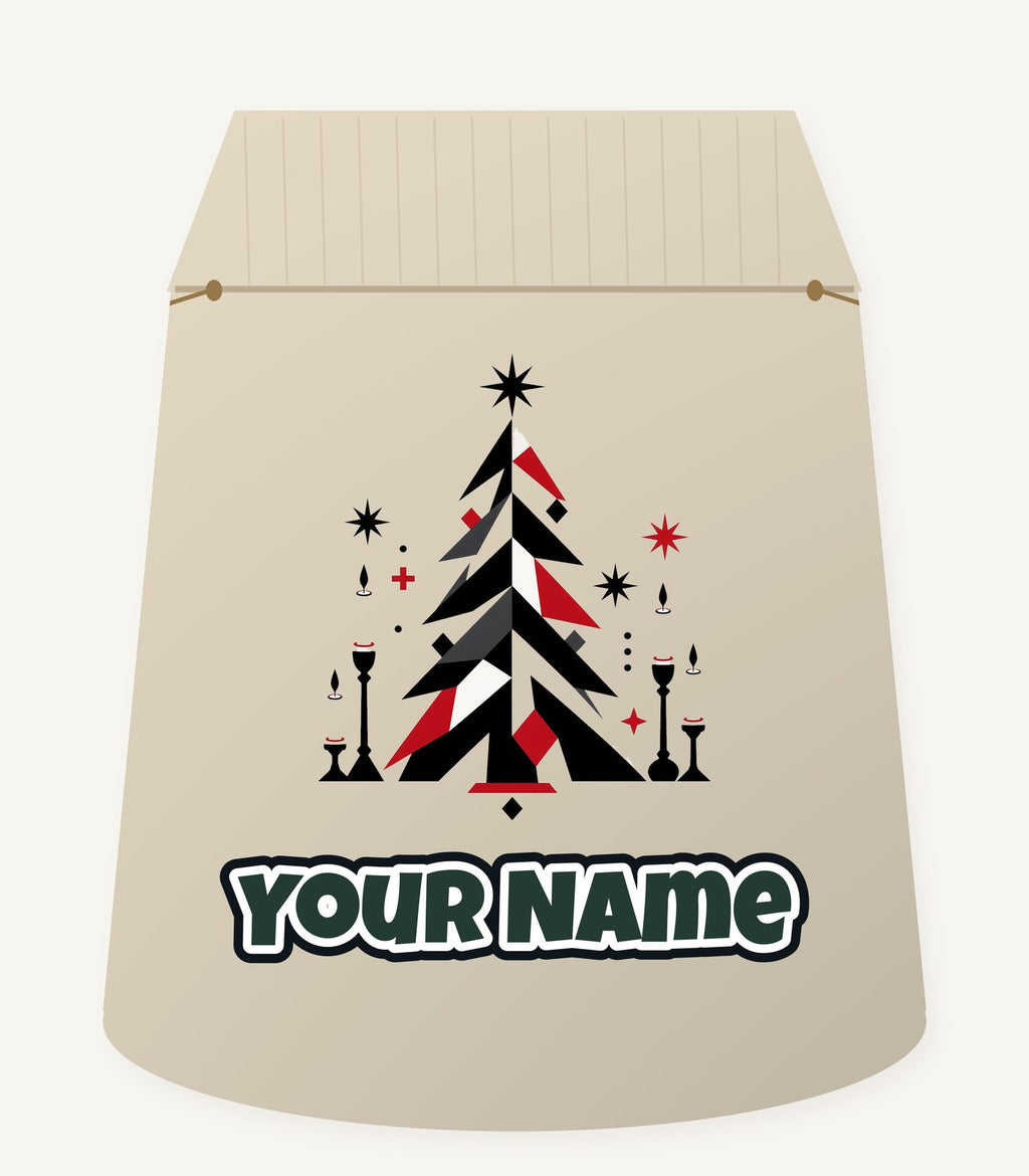 Minimalist Scandi Christmas Tree Personalised Santa Sack