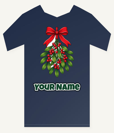 Mistletoe With Red Bow Personalised Kids Tee and Baby Bodysuit