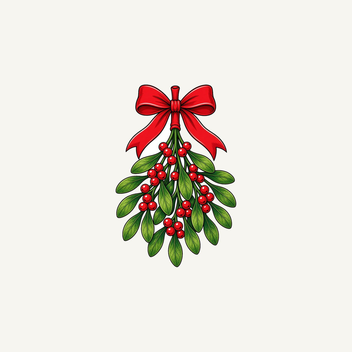 Mistletoe With Red Bow Personalised Christmas Mug