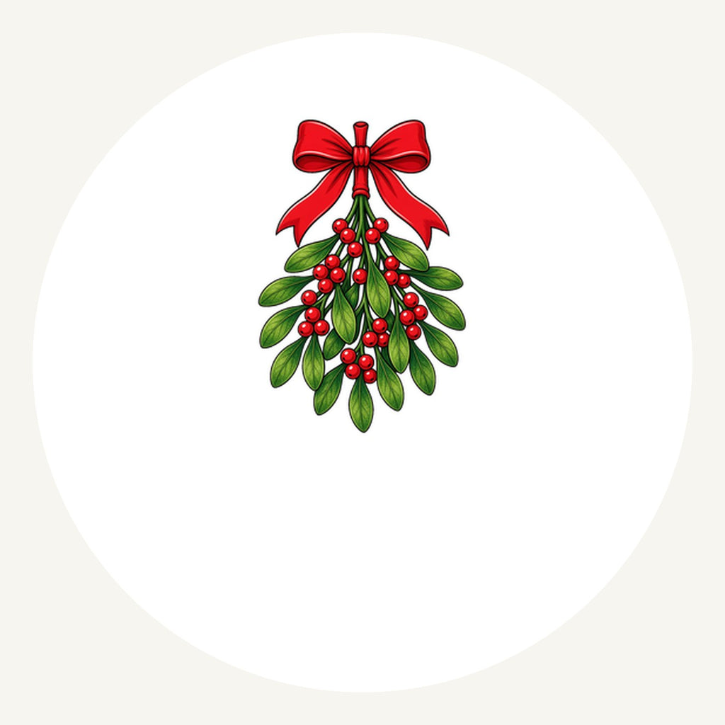 Mistletoe With Red Bow Personalised Pewter Christmas Ornament