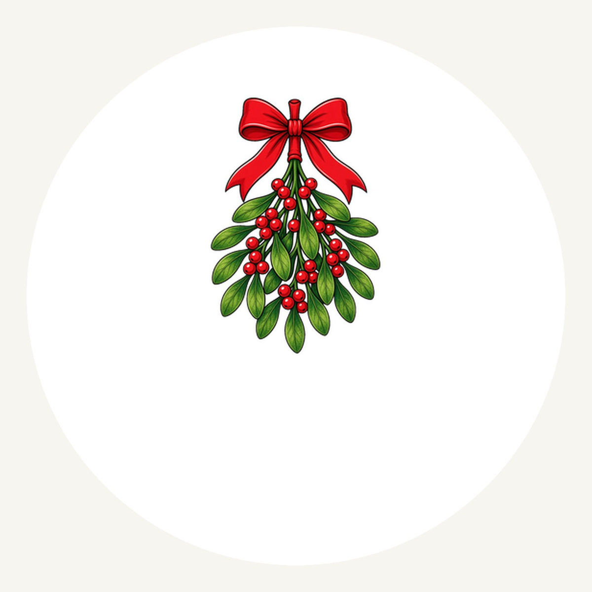 Mistletoe With Red Bow Personalised Pewter Christmas Ornament