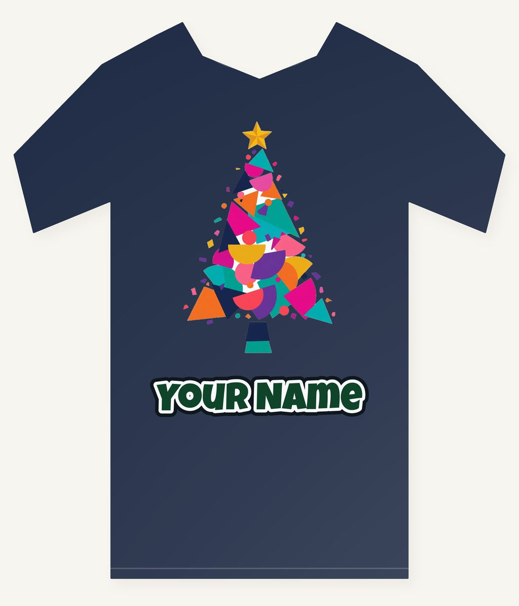 Modern Geometric Christmas Tree Personalised Kids and Baby Christmas Tee