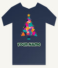 Modern Geometric Christmas Tree Personalised Kids and Baby Christmas Tee