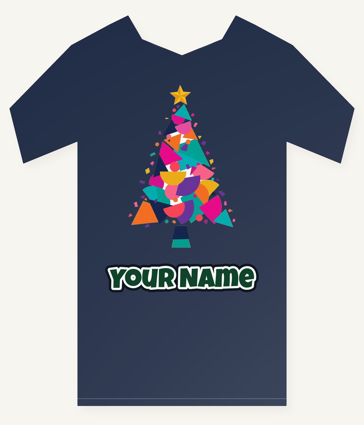 Modern Geometric Christmas Tree Personalised Kids and Baby Christmas Tee