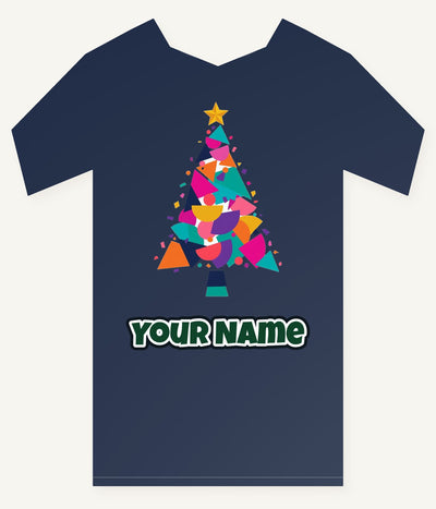 Modern Geometric Christmas Tree Personalised Kids and Baby Christmas Tee