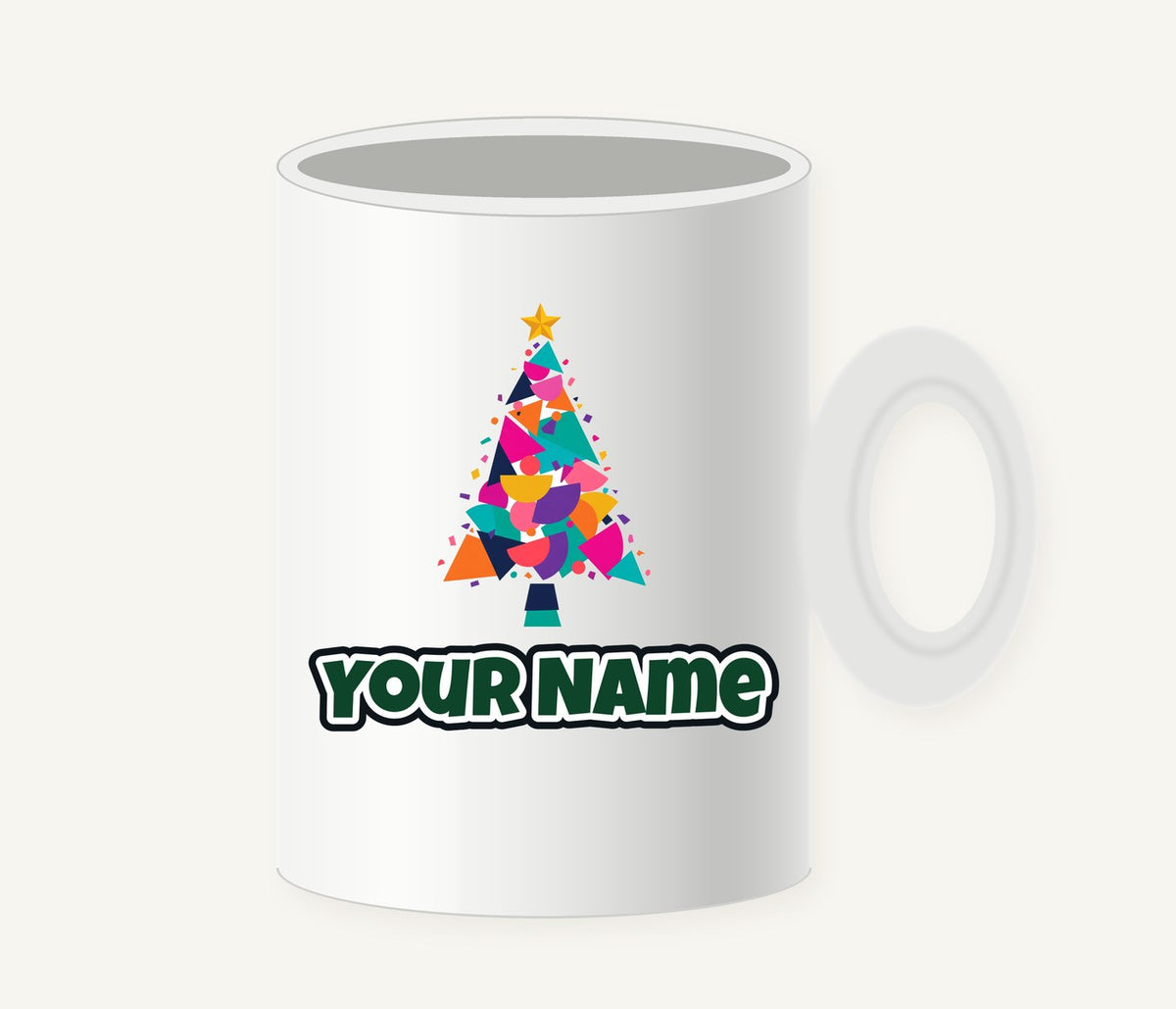 Modern Geometric Christmas Tree Personalised Christmas Mug
