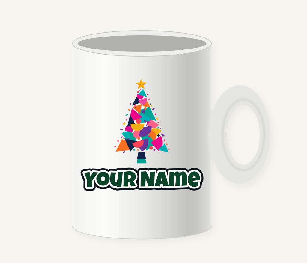 Modern Geometric Christmas Tree Personalised Christmas Mug