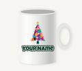 Modern Geometric Christmas Tree Personalised Christmas Mug