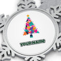 Modern Geometric Christmas Tree Personalised Pewter Christmas Ornament