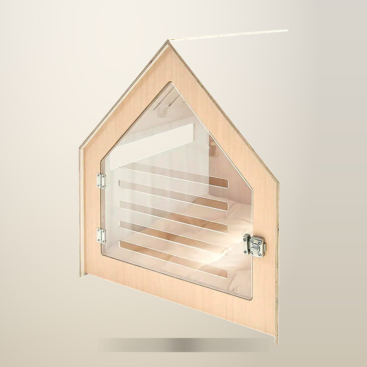 Petsby Modern Pet House Dog Crate, White, on a plain cream background